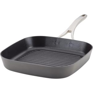 imageAnolon Allure Hard Anodized Nonstick Deep Square Griddle PanGrill 11 Inch  Dark GrayGrill Pan 11