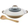 imageAnolon Advanced Home HardAnodized Nonstick Open Stock Cookware Woks 14Inch Covered Wok OnyxBronze