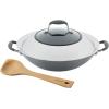 imageAnolon Advanced Home HardAnodized Nonstick Open Stock Cookware Woks 14Inch Covered Wok OnyxMoonstone