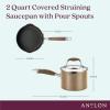 imageAnolon Advanced Home Hard Anodized Nonstick Sauce PanSaucepan with Straining and Lid 2 Quart 2 Qt Straining Saucepan BronzeBronze