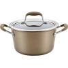 imageAnolon Advanced Home Hard Anodized Nonstick Sauce PanSaucepan with Straining and Lid 2 Quart 2 Qt Straining Saucepan OnyxBronze