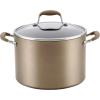imageAnolon Advanced Home Hard Anodized Nonstick Sauce PanSaucepan with Straining and Lid 2 Quart 2 Qt Straining Saucepan OnyxBronze
