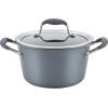 imageAnolon Advanced Home Hard Anodized Nonstick Sauce PanSaucepan with Straining and Lid 2 Quart 2 Qt Straining Saucepan OnyxMoonstone