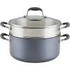 imageAnolon Advanced Home Hard Anodized Nonstick Sauce PanSaucepan with Straining and Lid 2 Quart 2 Qt Straining Saucepan OnyxMoonstone