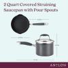 imageAnolon Advanced Home Hard Anodized Nonstick Sauce PanSaucepan with Straining and Lid 2 Quart 2 Qt Straining Saucepan OnyxMoonstone