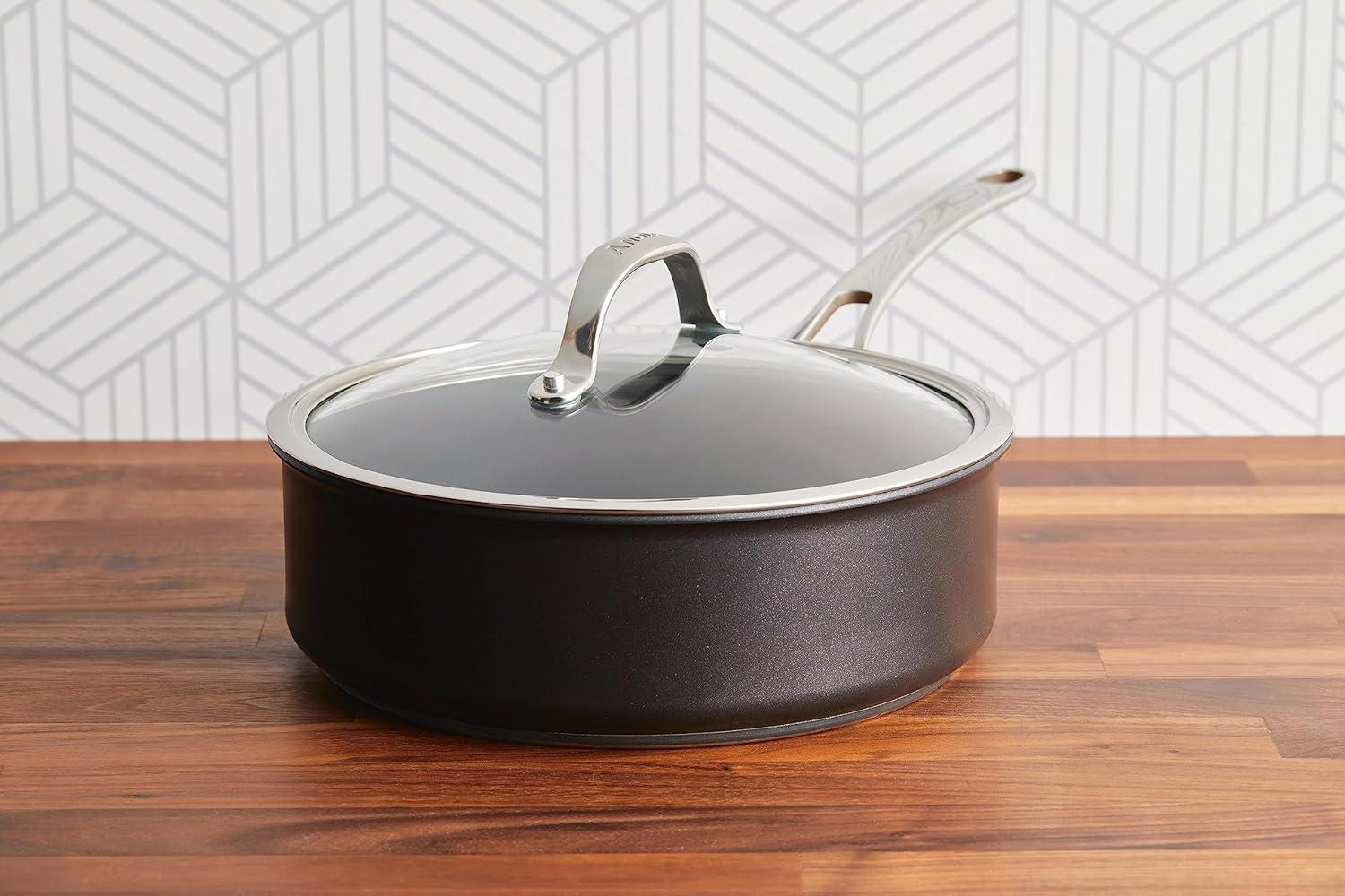 imageAnolon X Hybrid Nonstick Induction Stir Fry Wok Pan Cookware with Lid Dishwasher Safe Compatible with All Stovetops 10 Inch  Charcoal GraySaute Pan 35 Quart
