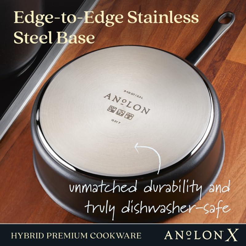 imageAnolon X Hybrid Nonstick Induction Stir Fry Wok Pan Cookware with Lid Dishwasher Safe Compatible with All Stovetops 10 Inch  Charcoal GraySaute Pan 35 Quart