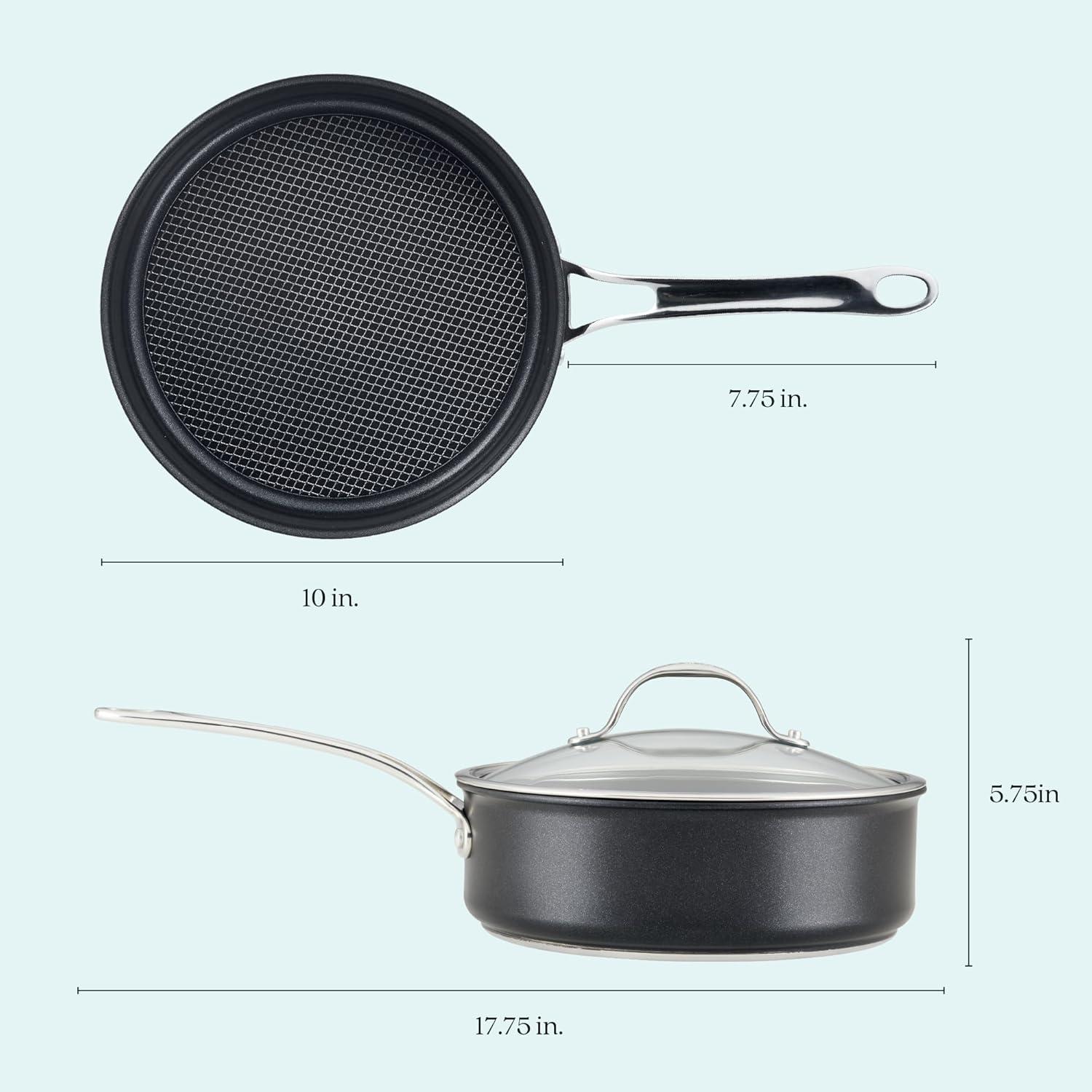 imageAnolon X Hybrid Nonstick Induction Stir Fry Wok Pan Cookware with Lid Dishwasher Safe Compatible with All Stovetops 10 Inch  Charcoal GraySaute Pan 35 Quart