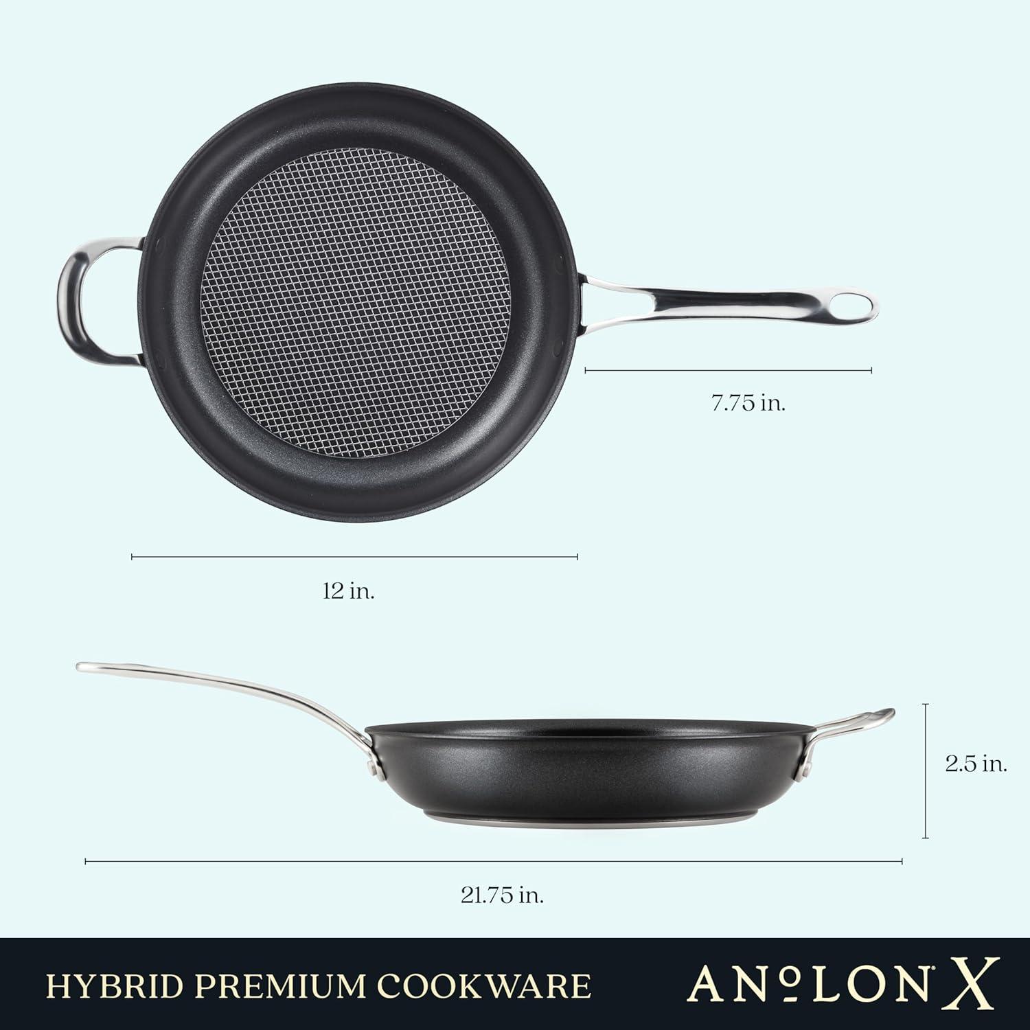 imageAnolon X Hybrid Nonstick Induction Stir Fry Wok Pan Cookware with Lid Dishwasher Safe Compatible with All Stovetops 10 Inch  Charcoal GraySkillet Set 8 Inch  10 Inch  12 Inch
