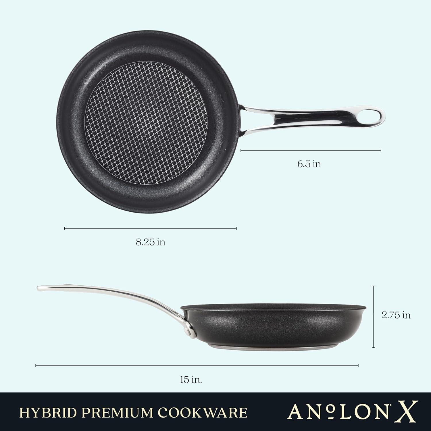 imageAnolon X Hybrid Nonstick Induction Stir Fry Wok Pan Cookware with Lid Dishwasher Safe Compatible with All Stovetops 10 Inch  Charcoal GraySkillet Set 8 Inch  10 Inch  12 Inch