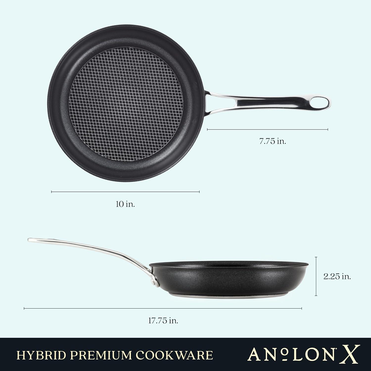 imageAnolon X Hybrid Nonstick Induction Stir Fry Wok Pan Cookware with Lid Dishwasher Safe Compatible with All Stovetops 10 Inch  Charcoal GraySkillet Set 8 Inch  10 Inch  12 Inch