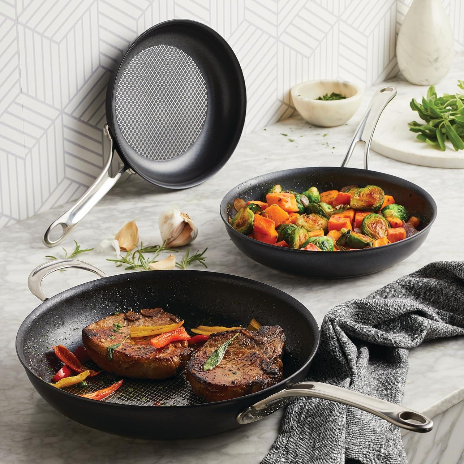 imageAnolon X Hybrid Nonstick Induction Stir Fry Wok Pan Cookware with Lid Dishwasher Safe Compatible with All Stovetops 10 Inch  Charcoal GraySkillet Set 8 Inch  10 Inch  12 Inch