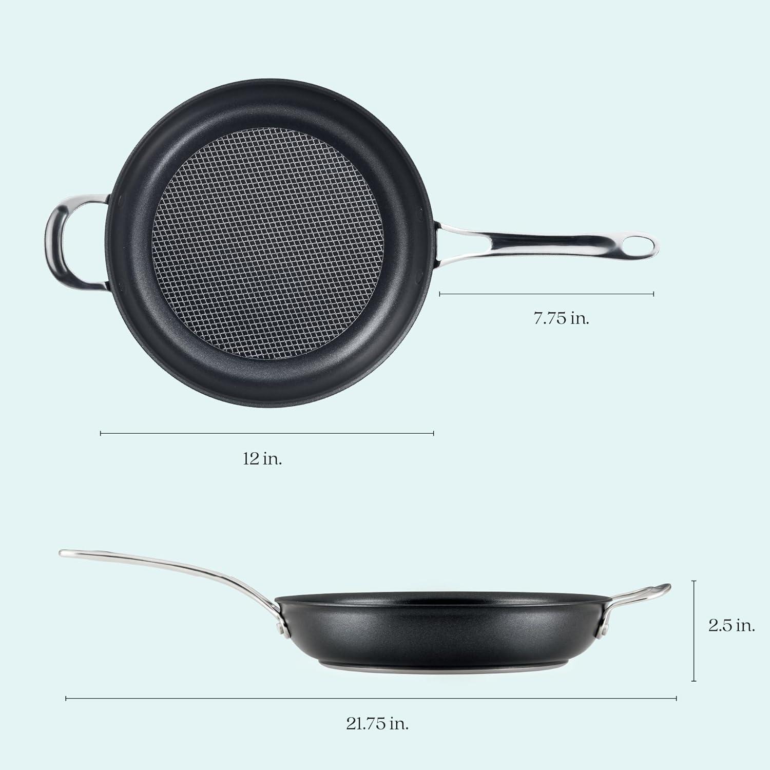 imageAnolon X Hybrid Nonstick Induction Stir Fry Wok Pan Cookware with Lid Dishwasher Safe Compatible with All Stovetops 10 Inch  Charcoal GraySkillet w Helper Handle 12 Inch