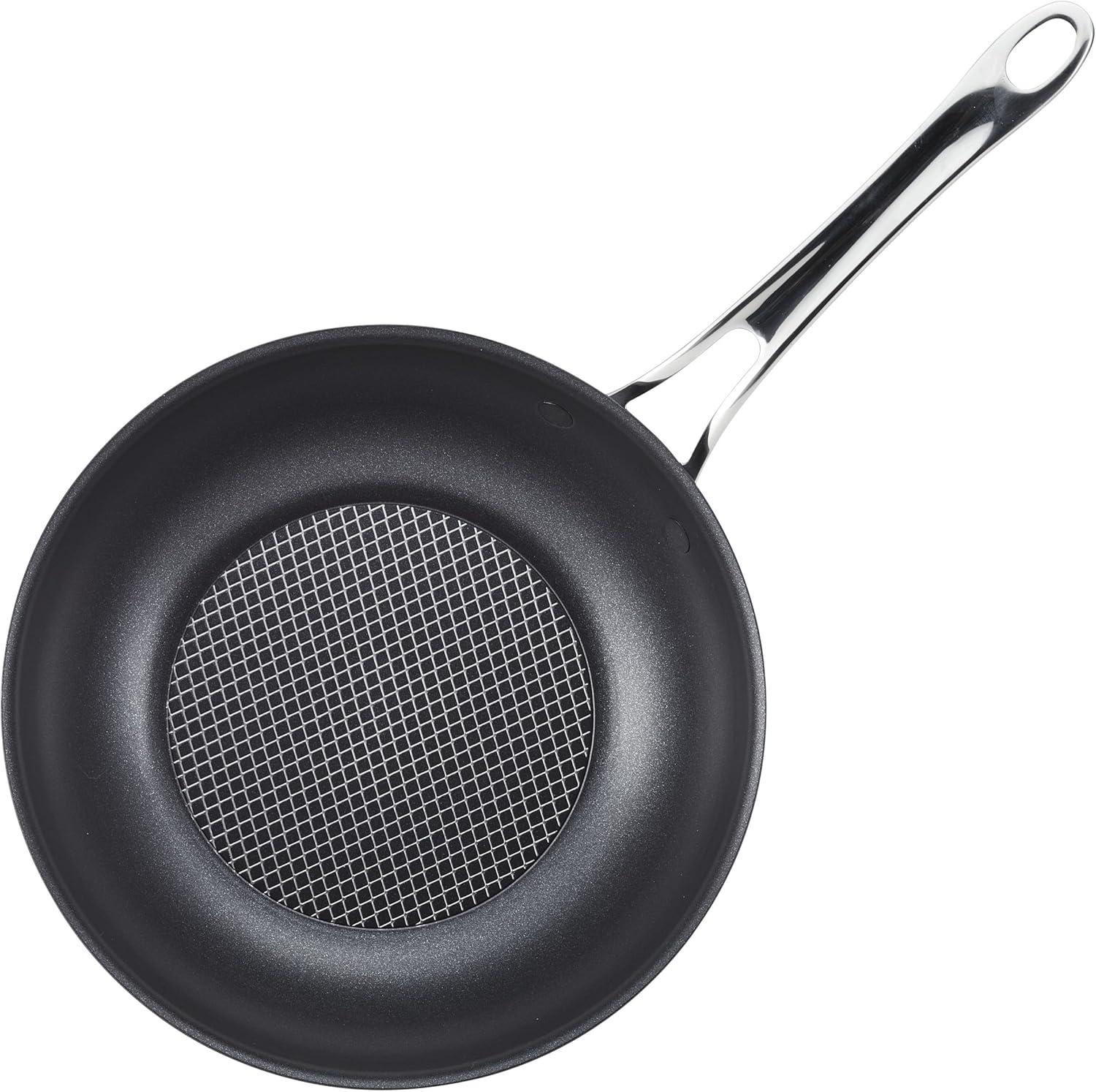 imageAnolon X Hybrid Nonstick Induction Stir Fry Wok Pan Cookware with Lid Dishwasher Safe Compatible with All Stovetops 10 Inch  Charcoal GrayWok 10 Inch wLid