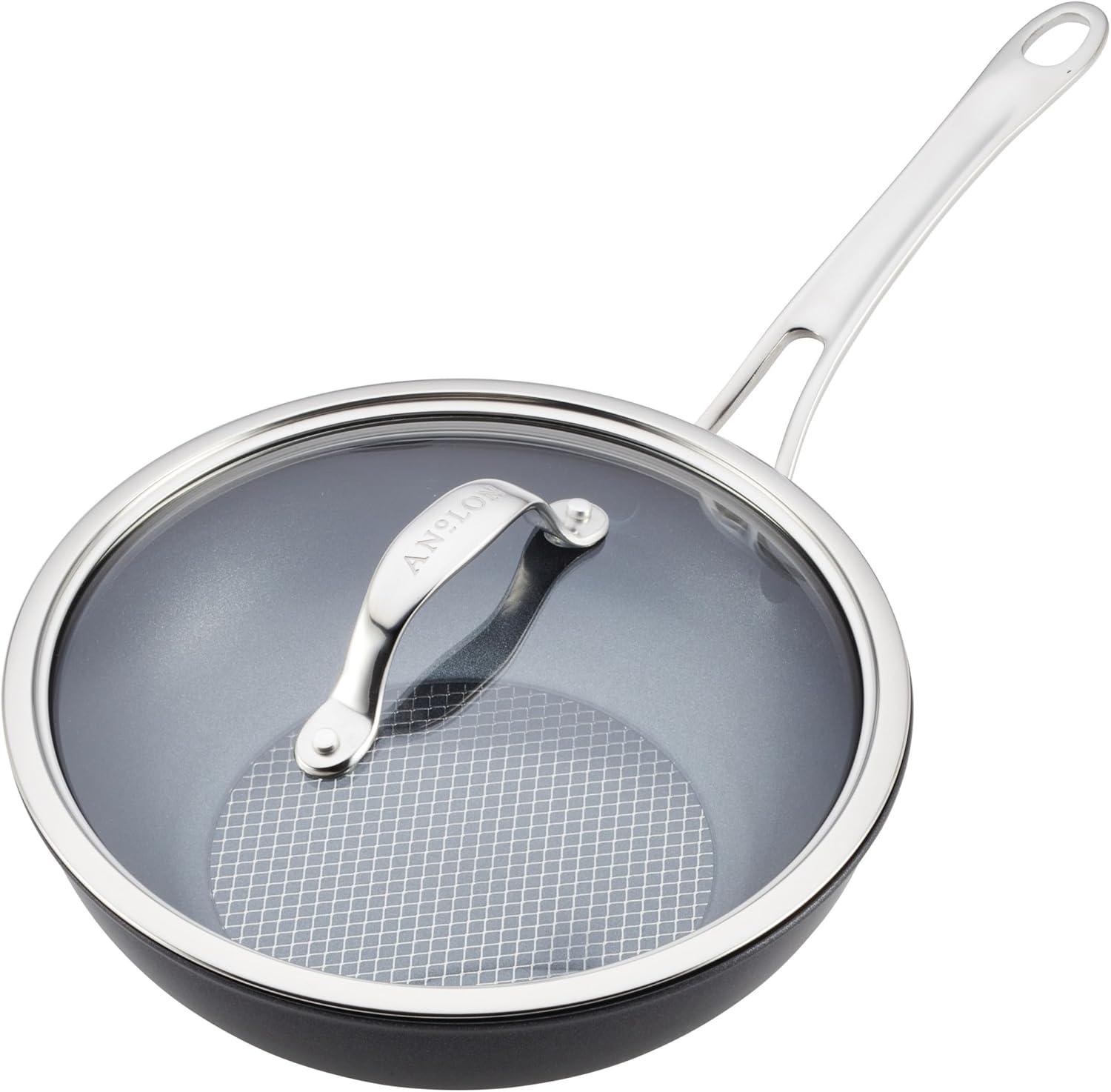 imageAnolon X Hybrid Nonstick Induction Stir Fry Wok Pan Cookware with Lid Dishwasher Safe Compatible with All Stovetops 10 Inch  Charcoal GrayWok 10 Inch wLid