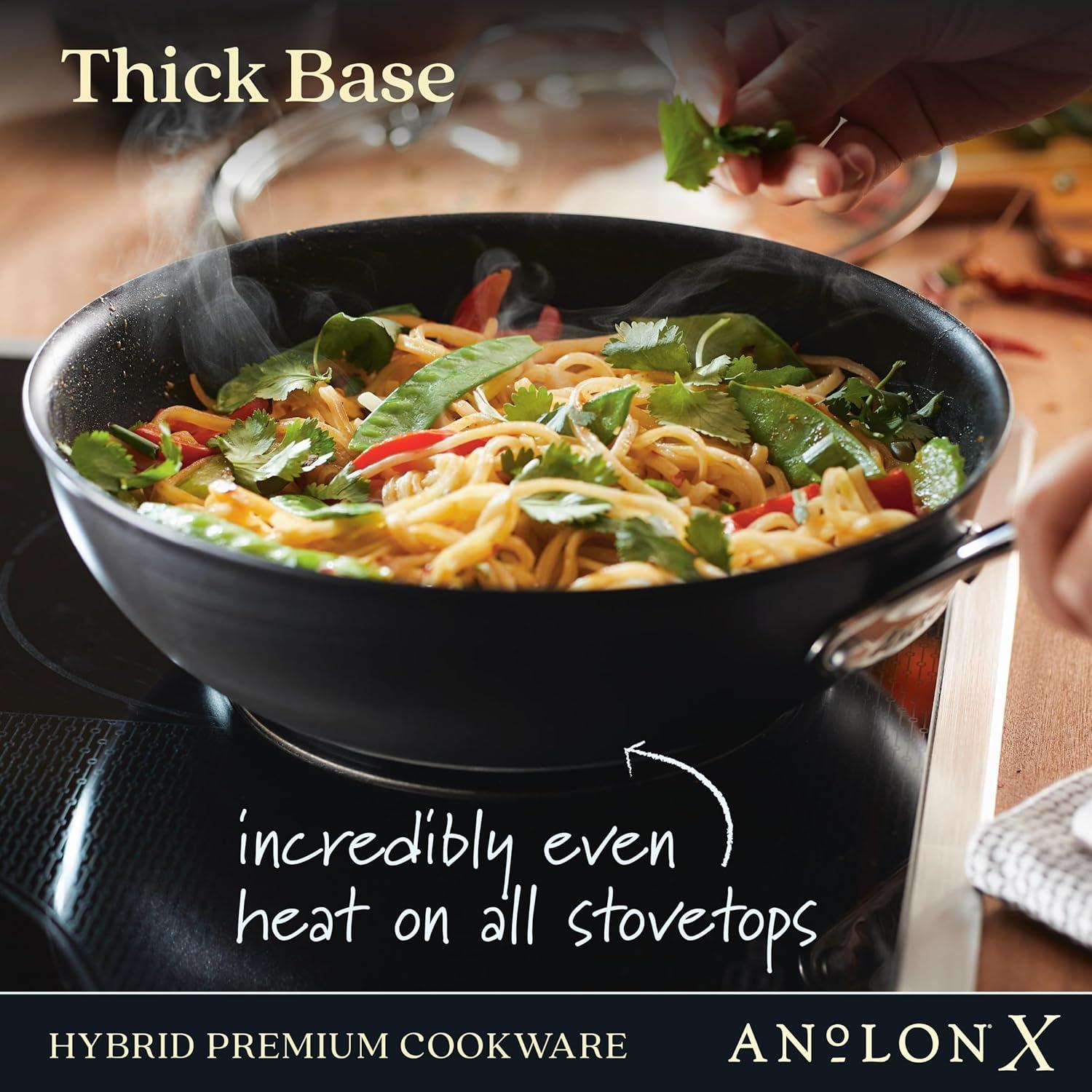 imageAnolon X Hybrid Nonstick Induction Stir Fry Wok Pan Cookware with Lid Dishwasher Safe Compatible with All Stovetops 10 Inch  Charcoal GrayWok 10 Inch wLid
