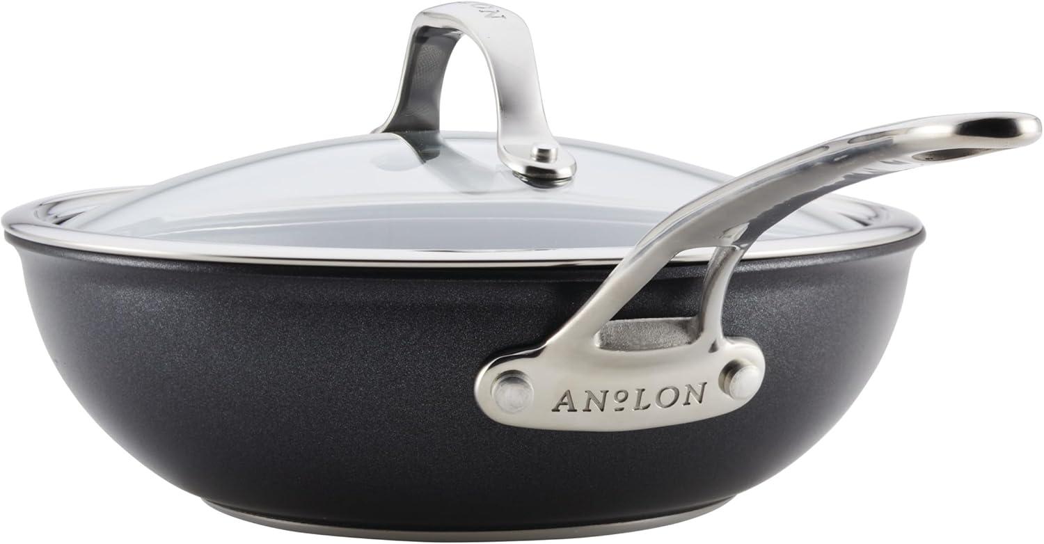 imageAnolon X Hybrid Nonstick Induction Stir Fry Wok Pan Cookware with Lid Dishwasher Safe Compatible with All Stovetops 10 Inch  Charcoal GrayWok 10 Inch wLid