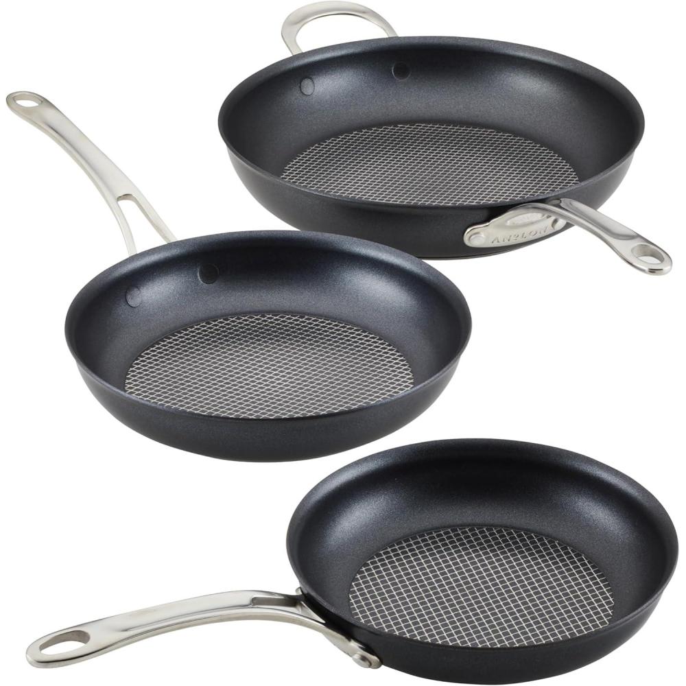 imageAnolon X Hybrid Nonstick Induction Stir Fry Wok Pan Cookware with Lid Dishwasher Safe Compatible with All Stovetops 10 Inch  Charcoal GraySkillet Set 8 Inch  10 Inch  12 Inch