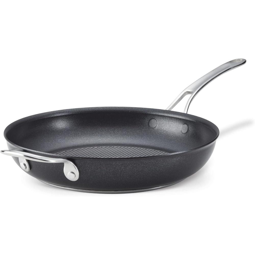 imageAnolon X Hybrid Nonstick Induction Stir Fry Wok Pan Cookware with Lid Dishwasher Safe Compatible with All Stovetops 10 Inch  Charcoal GraySkillet w Helper Handle 12 Inch