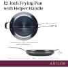 imageAnolon Everlast N2 Carbon Steel Frying PanSkillet with Helper Handle Compatible with All Cooktops Metal Utensil Safe 10 Inch Open Fry Pan  BlackSkillet w Helper Handle 12