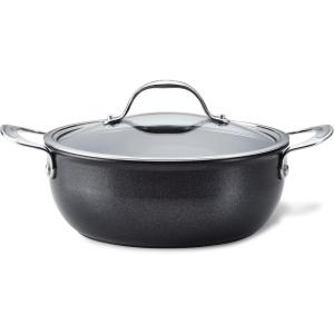 imageAnolon X Hybrid Nonstick Cookware Saucepan With Lid Induction Suitable 3 Quart Non Stick Sauce Pan  Charcoal Gray4 Quarts
