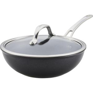 imageAnolon X Hybrid Nonstick Induction Stir Fry Wok Pan Cookware with Lid Dishwasher Safe Compatible with All Stovetops 10 Inch  Charcoal GrayWok 10 Inch wLid