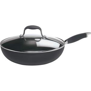 imageAnolon Advanced Home Hard Anodized Nonstick FryingSauteAll Purpose Pan with Lid and Helper Handle 12 Inch Moonstone Dark GrayGray