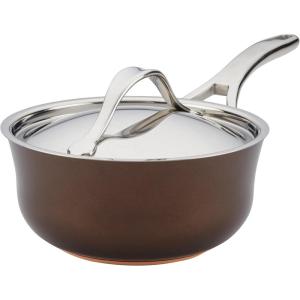imageAnolon Nouvelle Copper Hard Anodized Nonstick Sauce PanSaucepanSaucier 25 Quart Brown SableSable