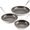 imageAnolon EverLast Ceramic Nonstick Frying PansSkillets Clad Induction 3 Piece Set 85 Inch 10 Inch and 1225 Inch Open Fry Pans  Stainless Steel