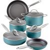 imageAnolon Achieve Hard Anodized Nonstick CookwarePots and Pans Set 10 Piece  TealTeal