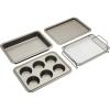 imageAnolon Advanced Bakeware Nonstick Baking Pans Toaster Oven Pan Set 4 Piece  Gray