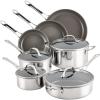 imageAnolon EverLast Ceramic Nonstick Pots and Pans with Lids Clad Induction Includes Saucepans Stockpot Saute and Frying Pans 11 Piece Cookware Set  Stainless Steel