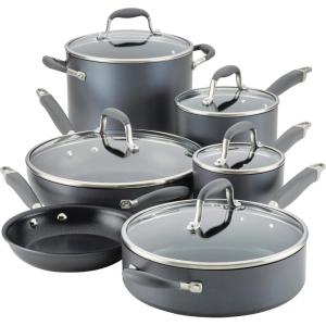imageAnolon Advanced Home Hard Anodized Nonstick Pots and PansCookware Set 11 Piece  MoonstoneMoonstone