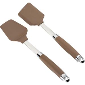 imageAnolon SureGrip Dishwasher Safe Nonstick Locking Cooking Tongs SetSalad Serving Tools 9 Inch and 12 Inch Bronze BrownBronze