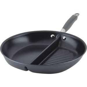 imageAnolon Advanced Home HardAnodized Nonstick Skillets 125Inch Divided Skillet Moonstone
