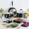 image:imageAnolon Advanced Ceramic Nonstick Pots and Pans cookware made for confident cooking without PFAS Induction Suitable Dishwasher Safe 10 Piece Cookware Set  Black with Cream Ceramic InteriorCookware Set 10 Piece