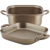 image:imageAnolon Advanced Nonstick 2in1 Deep Square Grill Pan and Square Roaster Cookware Set 11 Inch  Umber