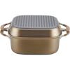 image:imageAnolon Advanced Nonstick 2in1 Deep Square Grill Pan and Square Roaster Cookware Set 11 Inch  Umber