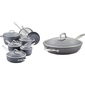image:imageAnolon Accolade Forged Hard Anodized Cookware Pots and Pans Set 12 Piece  Moonstone Gray amp Accolade Forged Hard Anodized Deep Frying PanSkillet with Helper Handle and Lid12 Inch  Moonstone Gray