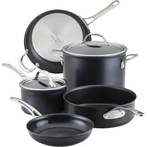 image:imageAnolon X Hybrid Nonstick CookwarePots and Pans Set 7 Piece Dark Gray