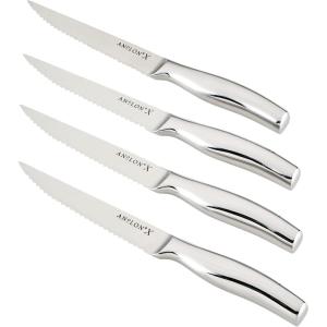image:imageAnolon X 4 Piece Steak Knife Set Japanese Stainless Steel Four 5Inch Serrated Steak Knives  Polished Stainless Steel