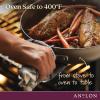 image:imageAnolon Advanced Home Glass Lids Stainless Steel and Silicone Handles 2 Piece 10 Inch and 12 Inch Lid Set OnyxBronze