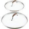 image:imageAnolon Advanced Home Glass Lids Stainless Steel and Silicone Handles 2 Piece 10 Inch and 12 Inch Lid Set OnyxBronze