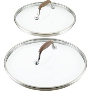 image:imageAnolon Advanced Home Glass Lids Stainless Steel and Silicone Handles 2 Piece 10 Inch and 12 Inch Lid Set OnyxBronze