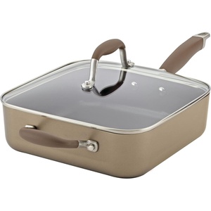 image:imageAnolon 83866 Advanced Hard Anodized Nonstick Saute Pan  Frying Pan  Square Fry Pan with Helper Handle 4 QuartBronze BrownBronze