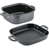 image:imageAnolon Advanced Home HardAnodized Nonstick Two Step Meal Set 11 Deep Square Grill Pan amp 7 Qt Roaster Moonstone
