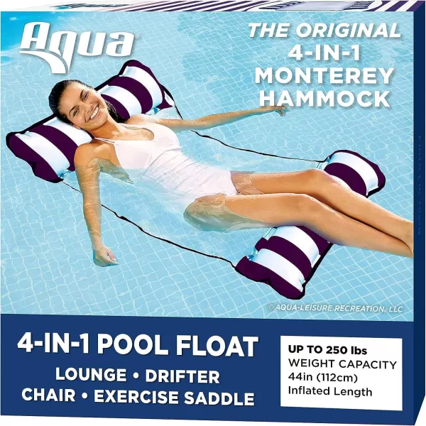 Aqua Original 4-in-1 Monterey Hammock Pool Float &amp; Water Hammock – Multi-Purpose, Inflatable Pool Floats for Adults – Patented Thick, Non-Stick PVC Material