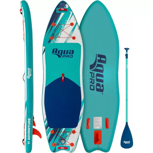 Aqua PRO Halcyon Adventure Inflatable Stand-Up Paddleboard iSUP, Scalloped Wide Stable Design with Non-Slip EVA Deck, Includes Paddle, Ankle Leash, Pump and Carry/Storage Bag