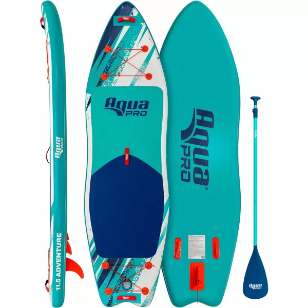 Aqua PRO Halcyon Adventure Inflatable Stand-Up Paddleboard iSUP, Scalloped Wide Stable Design with Non-Slip EVA Deck, Includes Paddle, Ankle Leash, Pump and Carry/Storage Bag