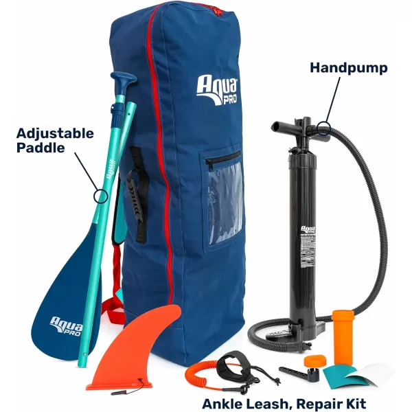Aqua PRO Halcyon Adventure Inflatable Stand-Up Paddleboard iSUP, Scalloped Wide Stable Design with Non-Slip EVA Deck, Includes Paddle, Ankle Leash, Pump and Carry/Storage Bag